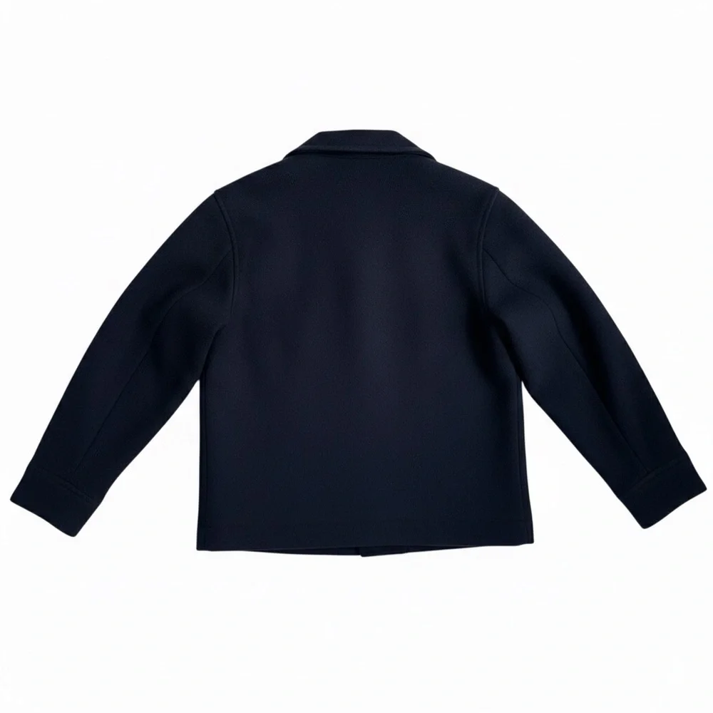 OLD NAVY Boys‎ Sherpa-Lined Wool-Blend Navy Blue Jacket Snap Closure Collar M(8)